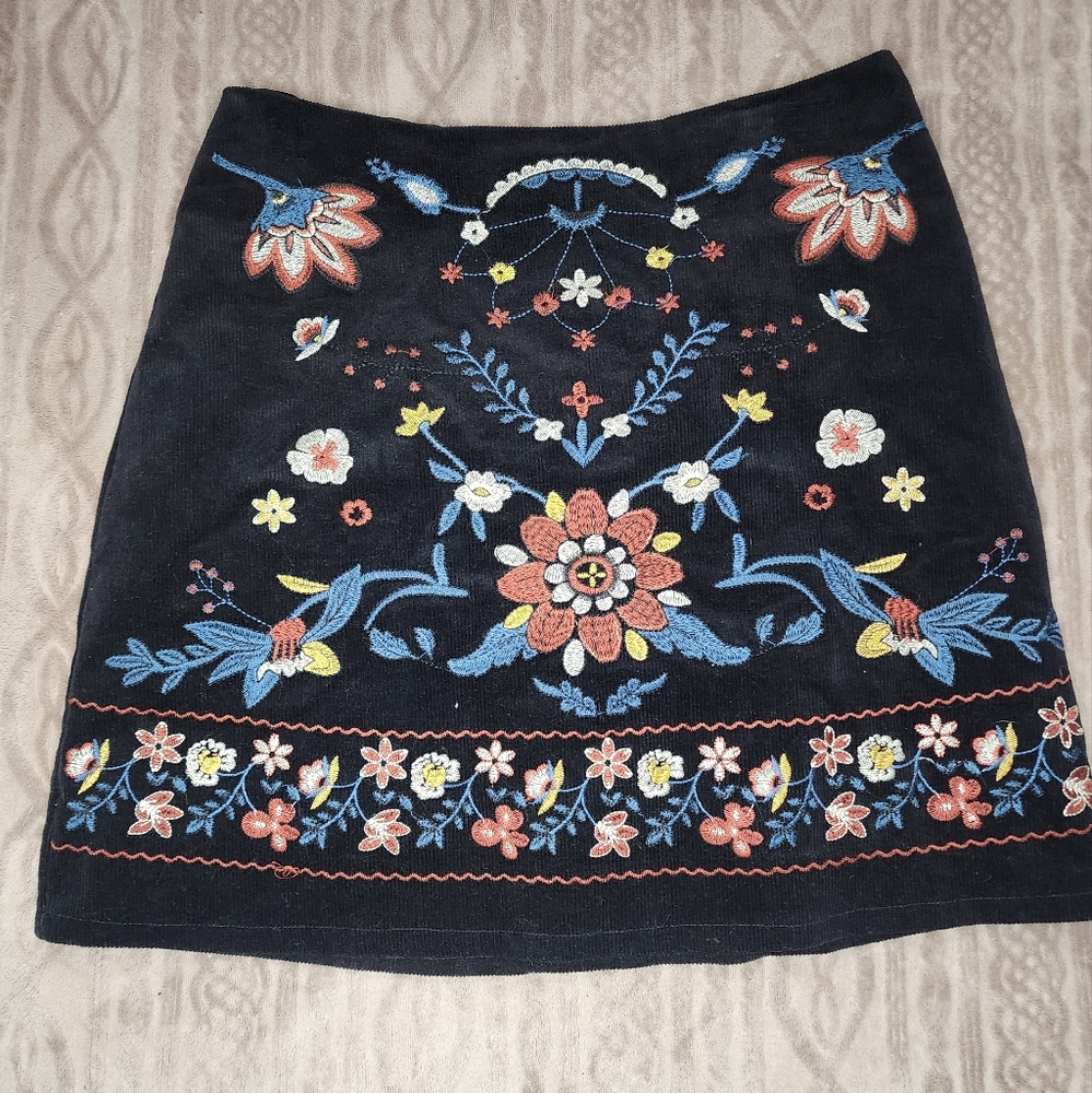 Mi Ami embroidered courderoy mini skirt